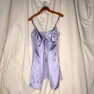 Victoria’s Secret Silk Sheer Babydoll Slip Nightie Chemise M Lavender Vtg Y2K